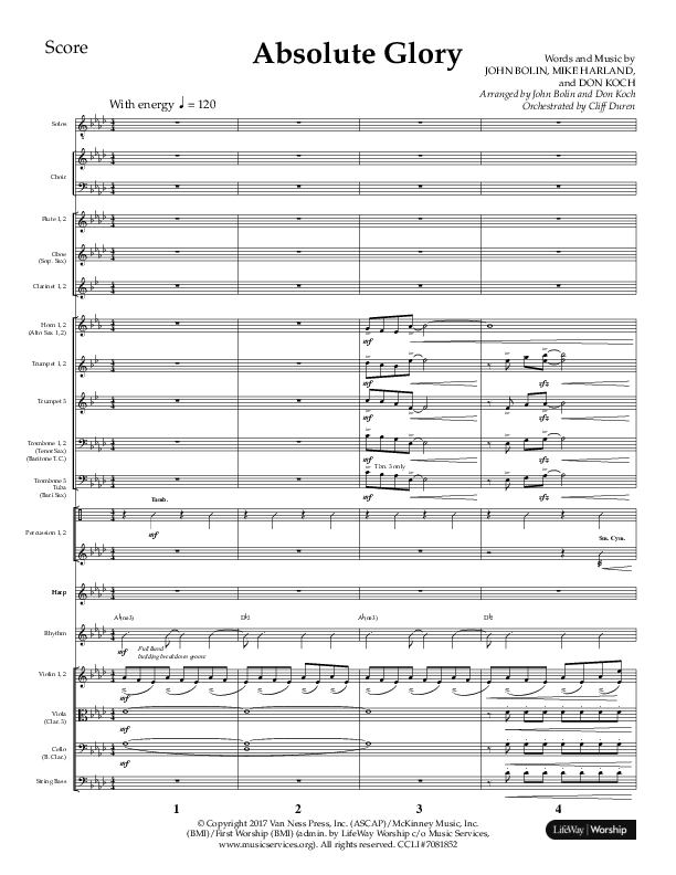 Absolute Glory (Choral Anthem SATB) Conductor's Score (Lifeway Choral / Arr. John Bolin / Arr. Don Koch)