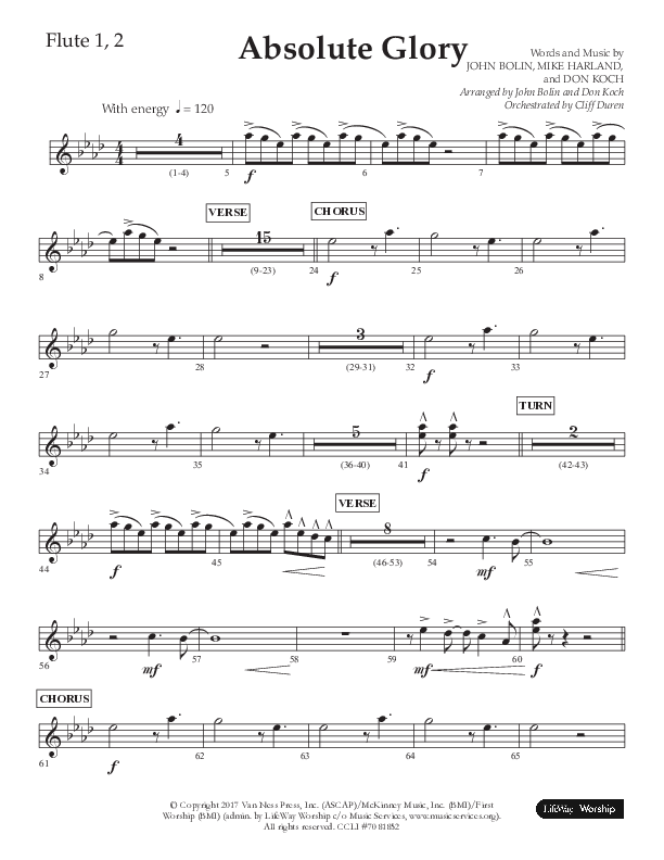 Absolute Glory (Choral Anthem SATB) Flute 1/2 (Lifeway Choral / Arr. John Bolin / Arr. Don Koch)
