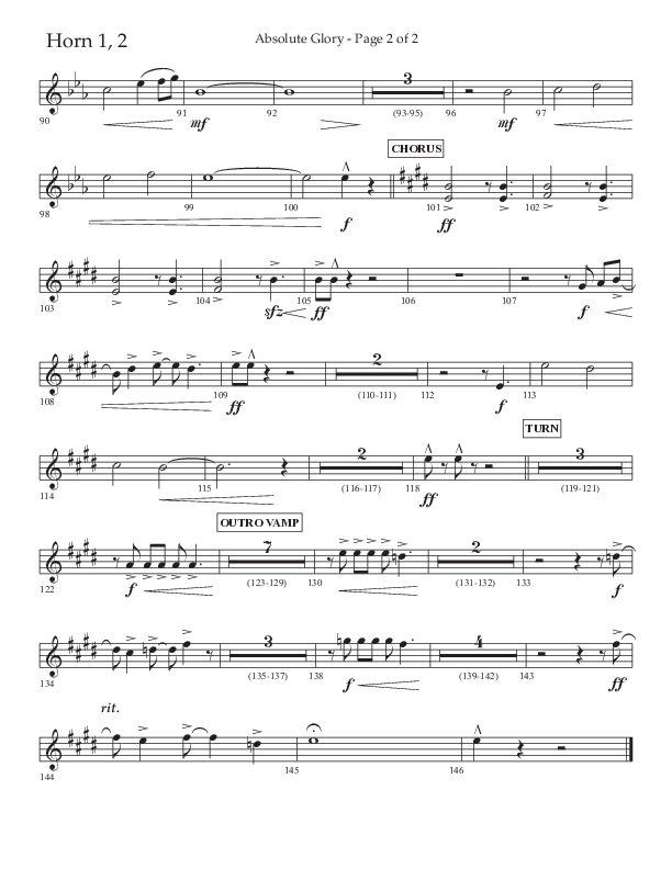 Absolute Glory (Choral Anthem SATB) French Horn 1/2 (Lifeway Choral / Arr. John Bolin / Arr. Don Koch)