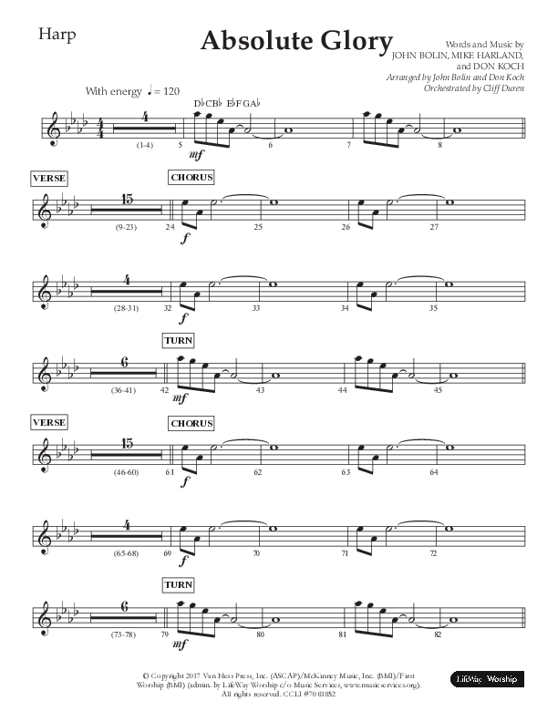 Absolute Glory (Choral Anthem SATB) Harp (Lifeway Choral / Arr. John Bolin / Arr. Don Koch)