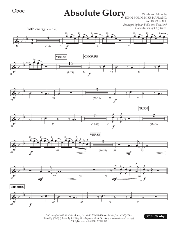 Absolute Glory (Choral Anthem SATB) Oboe (Lifeway Choral / Arr. John Bolin / Arr. Don Koch)