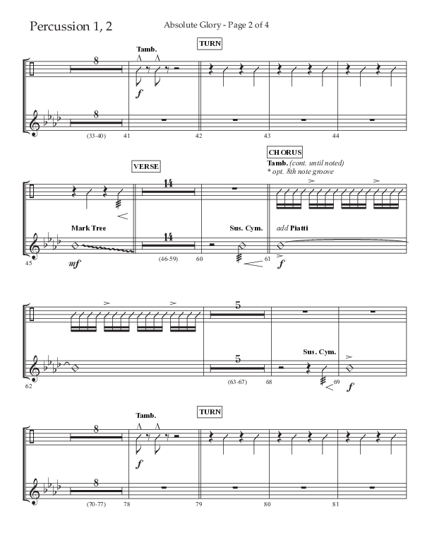 Absolute Glory (Choral Anthem SATB) Percussion 1/2 (Lifeway Choral / Arr. John Bolin / Arr. Don Koch)