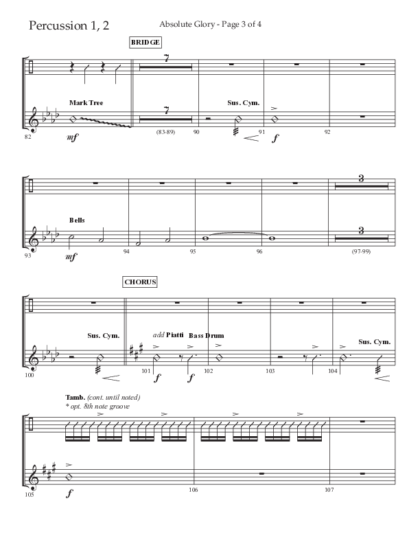 Absolute Glory (Choral Anthem SATB) Percussion 1/2 (Lifeway Choral / Arr. John Bolin / Arr. Don Koch)