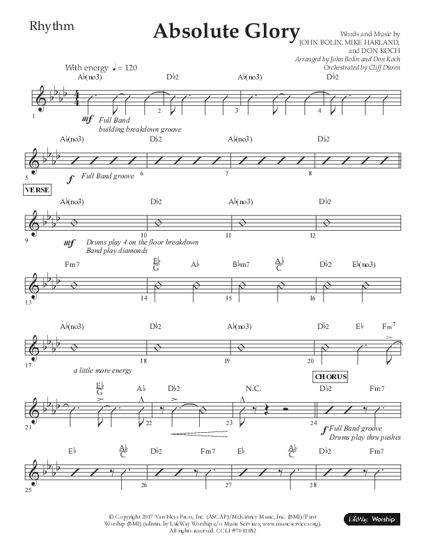 Absolute Glory (Choral Anthem SATB) Lead Melody & Rhythm (Lifeway Choral / Arr. John Bolin / Arr. Don Koch)