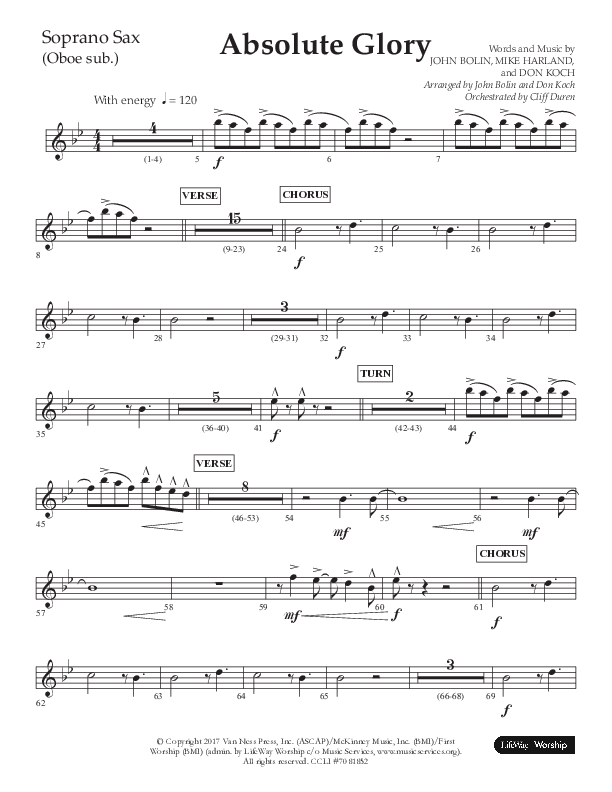 Absolute Glory (Choral Anthem SATB) Soprano Sax (Lifeway Choral / Arr. John Bolin / Arr. Don Koch)