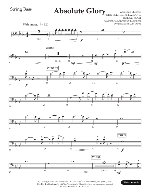 Absolute Glory (Choral Anthem SATB) String Bass (Lifeway Choral / Arr. John Bolin / Arr. Don Koch)