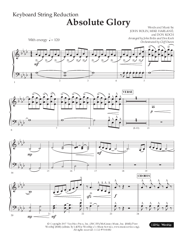 Absolute Glory (Choral Anthem SATB) String Reduction (Lifeway Choral / Arr. John Bolin / Arr. Don Koch)
