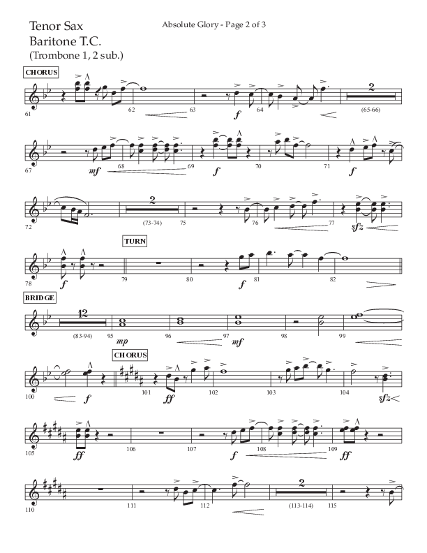 Absolute Glory (Choral Anthem SATB) Tenor Sax/Baritone T.C. (Lifeway Choral / Arr. John Bolin / Arr. Don Koch)