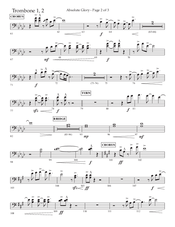 Absolute Glory (Choral Anthem SATB) Trombone 1/2 (Lifeway Choral / Arr. John Bolin / Arr. Don Koch)