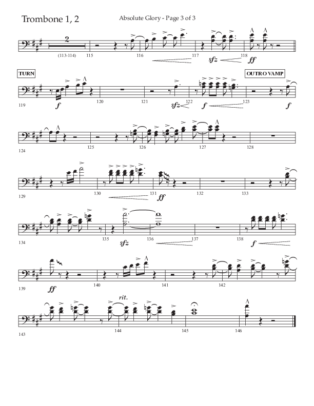 Absolute Glory (Choral Anthem SATB) Trombone 1/2 (Lifeway Choral / Arr. John Bolin / Arr. Don Koch)