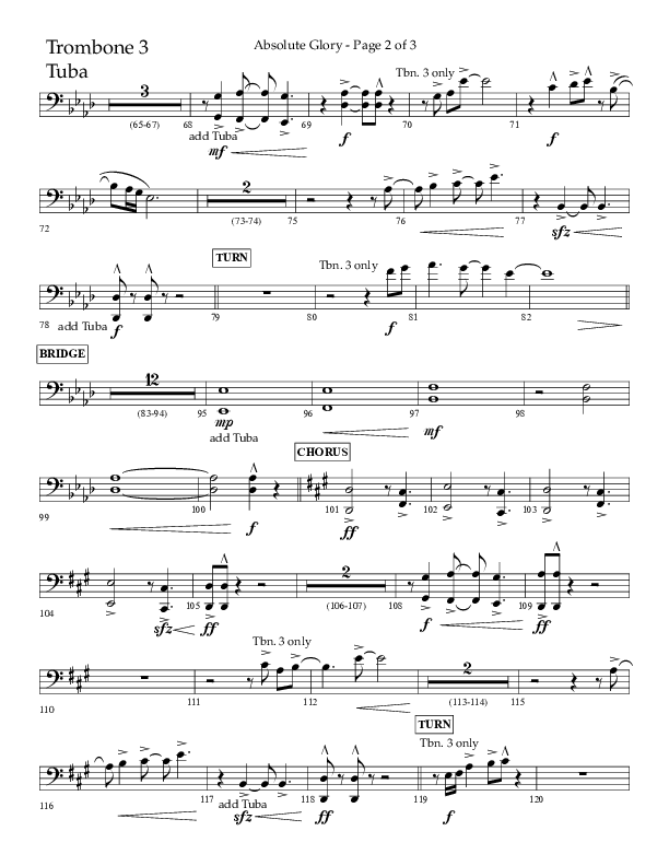 Absolute Glory (Choral Anthem SATB) Trombone 3/Tuba (Lifeway Choral / Arr. John Bolin / Arr. Don Koch)