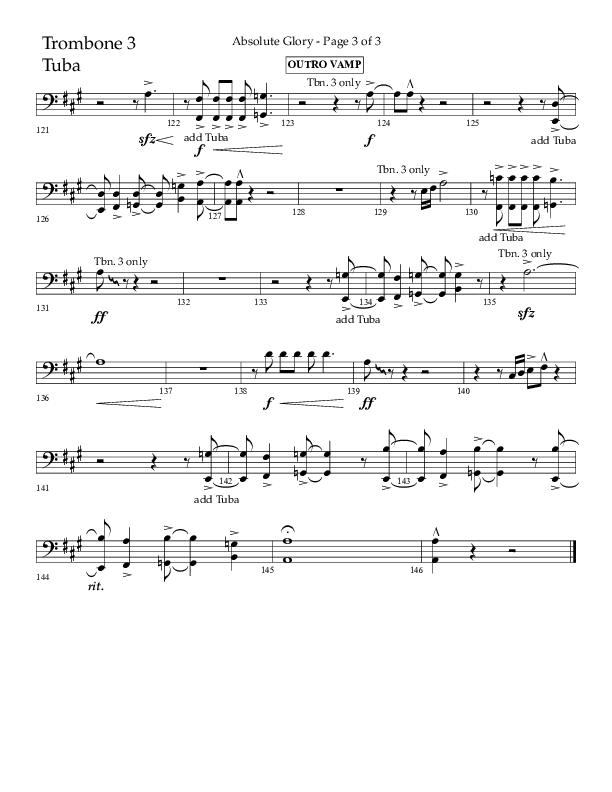 Absolute Glory (Choral Anthem SATB) Trombone 3/Tuba (Lifeway Choral / Arr. John Bolin / Arr. Don Koch)