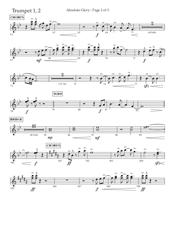 Absolute Glory (Choral Anthem SATB) Trumpet 1,2 (Lifeway Choral / Arr. John Bolin / Arr. Don Koch)
