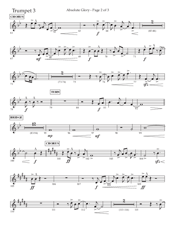 Absolute Glory (Choral Anthem SATB) Trumpet 3 (Lifeway Choral / Arr. John Bolin / Arr. Don Koch)