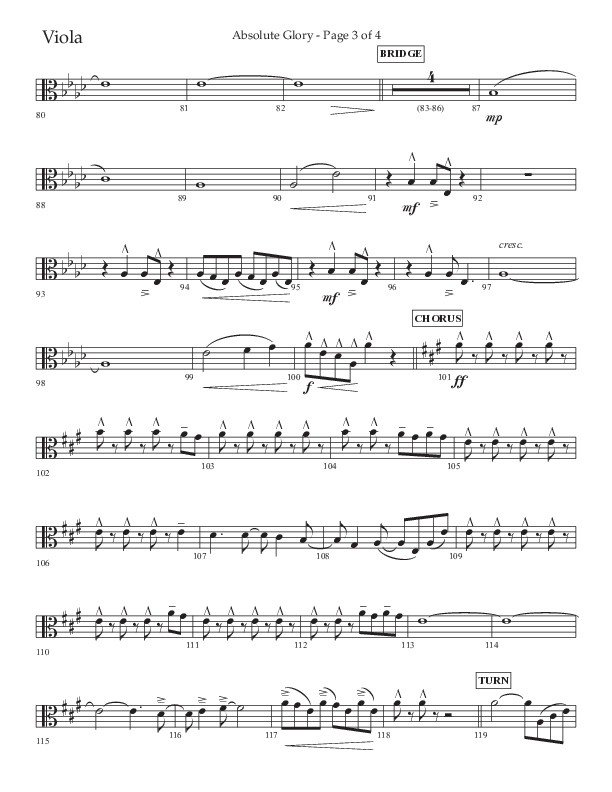 Absolute Glory (Choral Anthem SATB) Viola (Lifeway Choral / Arr. John Bolin / Arr. Don Koch)