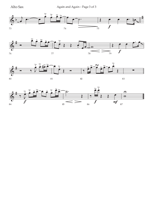 Again And Again (Choral Anthem SATB) Alto Sax (Lifeway Choral / Arr. Danny Zaloudik)