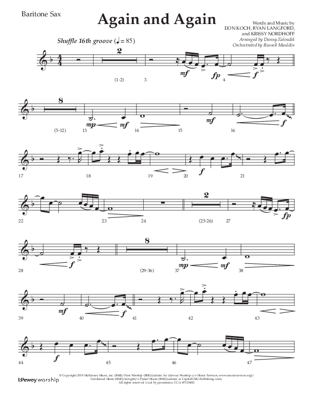 Again And Again (Choral Anthem SATB) Bari Sax (Lifeway Choral / Arr. Danny Zaloudik)
