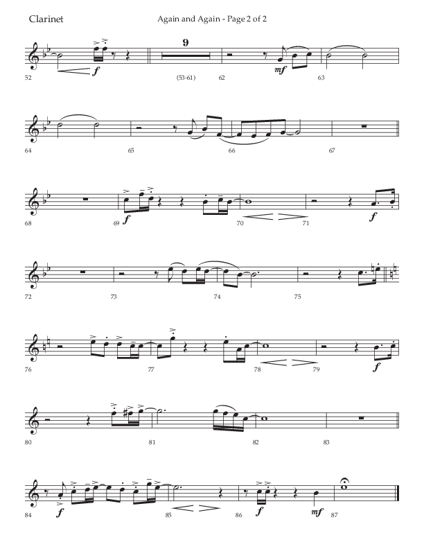Again And Again (Choral Anthem SATB) Clarinet 1/2 (Lifeway Choral / Arr. Danny Zaloudik)