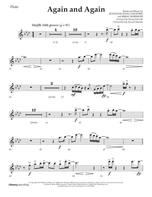 Again And Again (Choral Anthem SATB) Flute (Lifeway Choral / Arr. Danny Zaloudik)