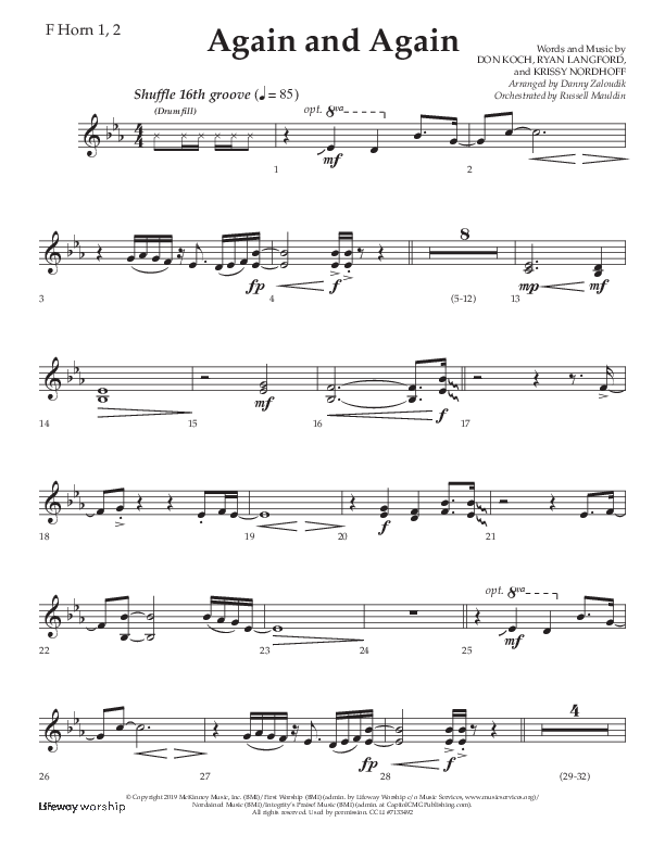 Again And Again (Choral Anthem SATB) French Horn 1/2 (Lifeway Choral / Arr. Danny Zaloudik)