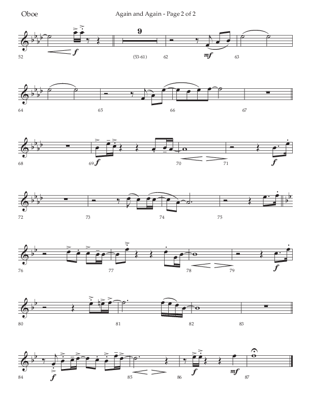 Again And Again (Choral Anthem SATB) Oboe (Lifeway Choral / Arr. Danny Zaloudik)