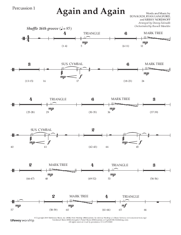 Again And Again (Choral Anthem SATB) Percussion 1/2 (Lifeway Choral / Arr. Danny Zaloudik)