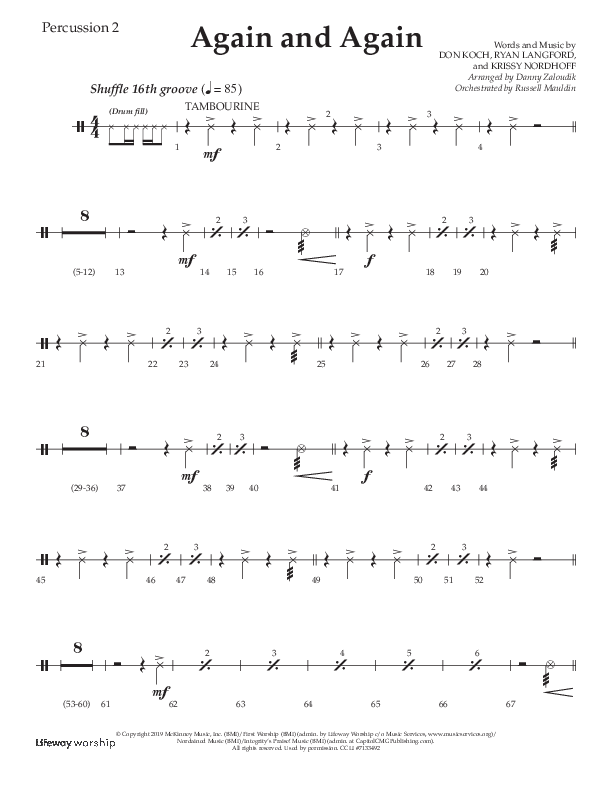 Again And Again (Choral Anthem SATB) Percussion 1/2 (Lifeway Choral / Arr. Danny Zaloudik)