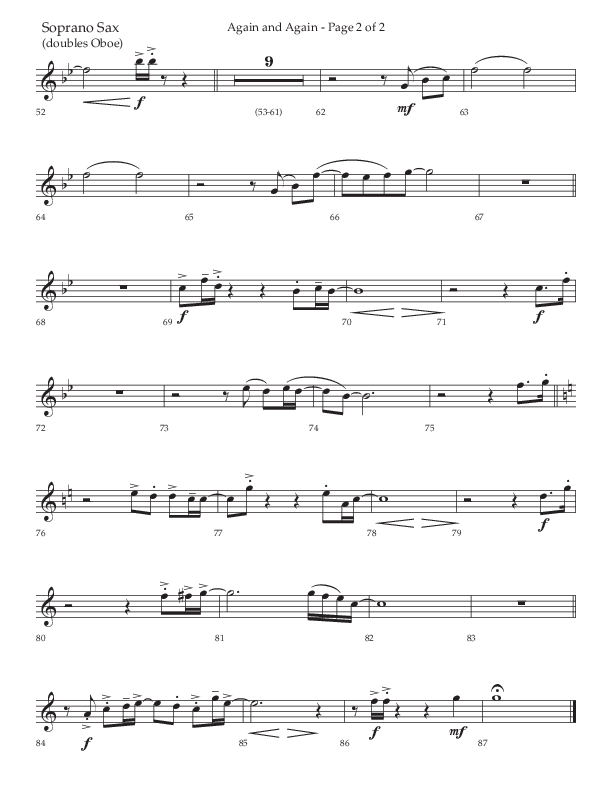 Again And Again (Choral Anthem SATB) Soprano Sax (Lifeway Choral / Arr. Danny Zaloudik)