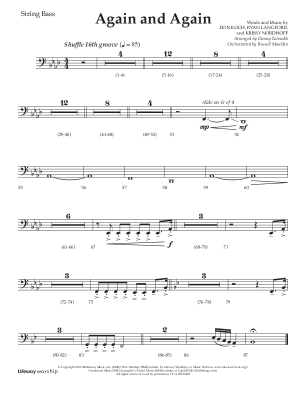 Again And Again (Choral Anthem SATB) String Bass (Lifeway Choral / Arr. Danny Zaloudik)