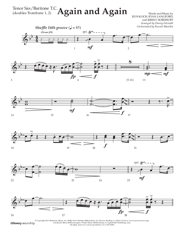Again And Again (Choral Anthem SATB) Tenor Sax/Baritone T.C. (Lifeway Choral / Arr. Danny Zaloudik)