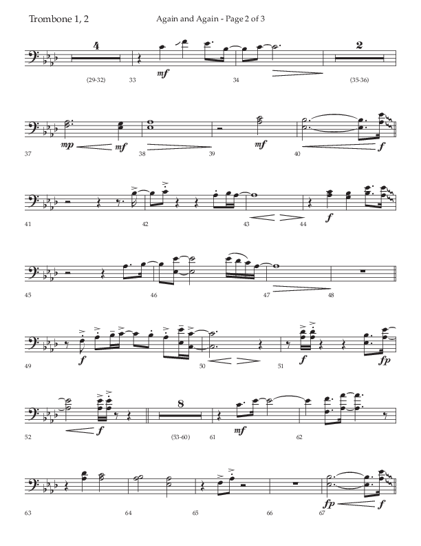Again And Again (Choral Anthem SATB) Trombone 1/2 (Lifeway Choral / Arr. Danny Zaloudik)