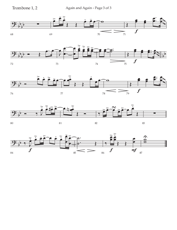 Again And Again (Choral Anthem SATB) Trombone 1/2 (Lifeway Choral / Arr. Danny Zaloudik)