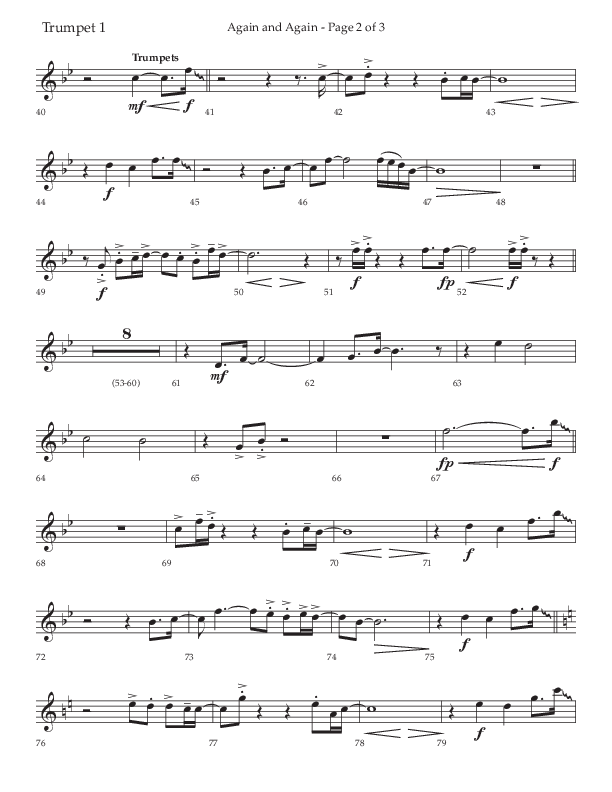 Again And Again (Choral Anthem SATB) Trumpet 1 (Lifeway Choral / Arr. Danny Zaloudik)