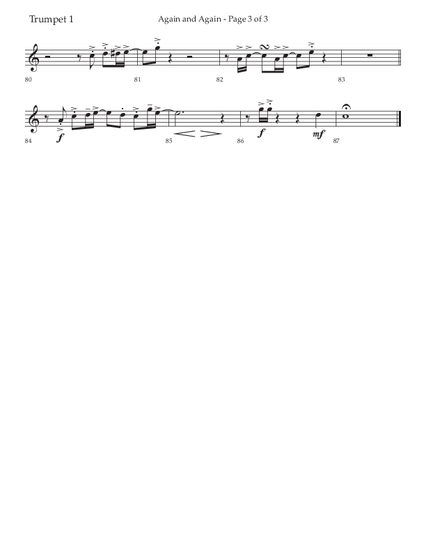 Again And Again (Choral Anthem SATB) Trumpet 1 (Lifeway Choral / Arr. Danny Zaloudik)