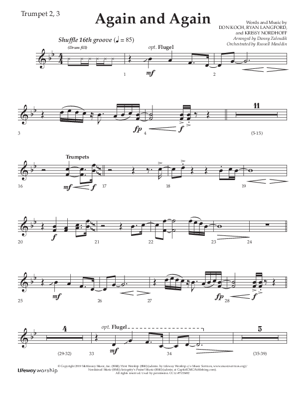 Again And Again (Choral Anthem SATB) Trumpet 2/3 (Lifeway Choral / Arr. Danny Zaloudik)