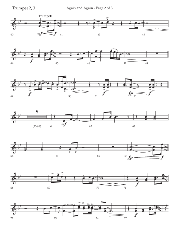 Again And Again (Choral Anthem SATB) Trumpet 2/3 (Lifeway Choral / Arr. Danny Zaloudik)