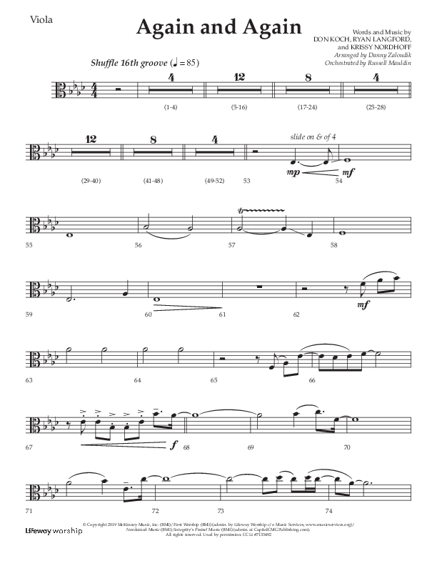 Again And Again (Choral Anthem SATB) Viola (Lifeway Choral / Arr. Danny Zaloudik)