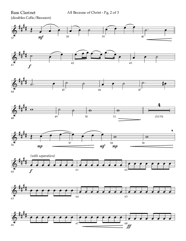 All Because Of Christ (Choral Anthem SATB) Bass Clarinet (Lifeway Choral / Arr. John Bolin / Arr. Don Koch)