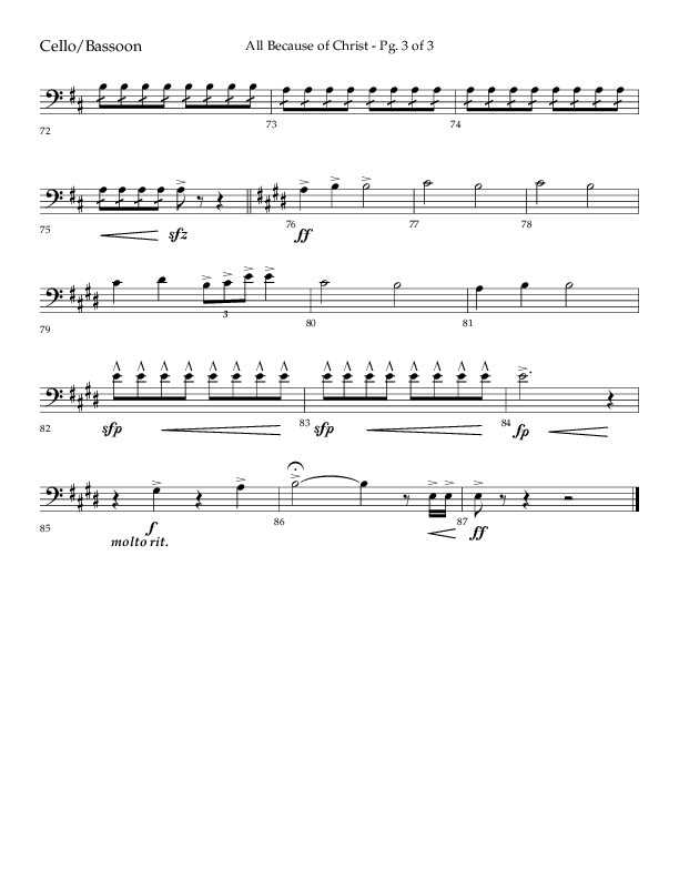 All Because Of Christ (Choral Anthem SATB) Cello (Lifeway Choral / Arr. John Bolin / Arr. Don Koch)