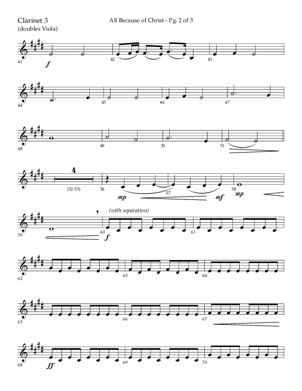 All Because Of Christ (Choral Anthem SATB) Clarinet 3 (Lifeway Choral / Arr. John Bolin / Arr. Don Koch)