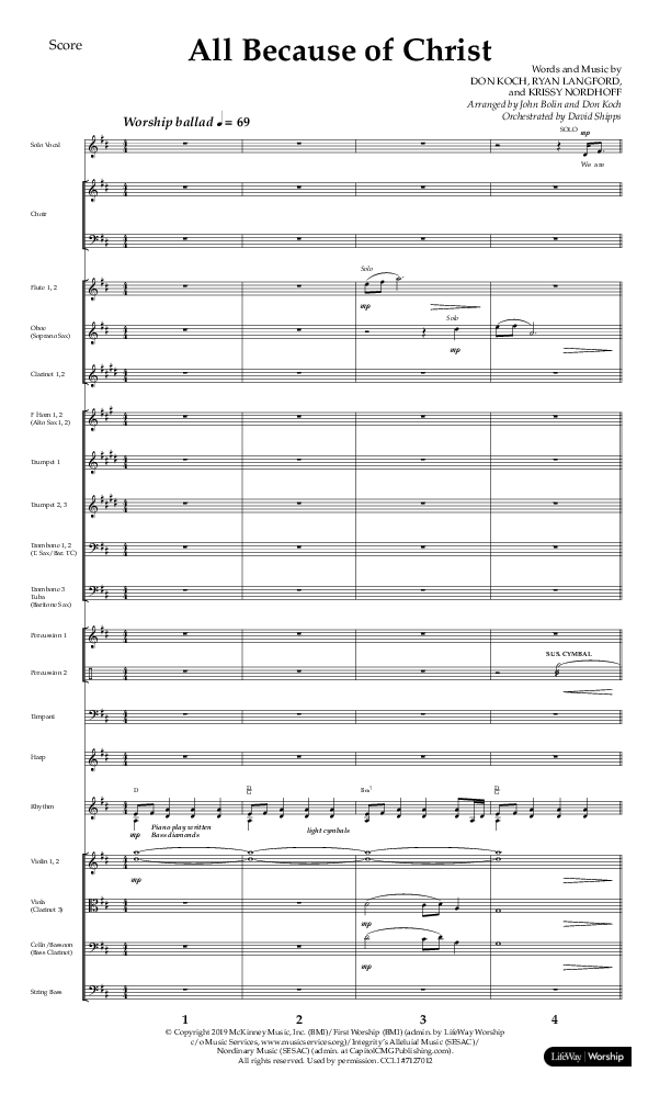 All Because Of Christ (Choral Anthem SATB) Conductor's Score (Lifeway Choral / Arr. John Bolin / Arr. Don Koch)