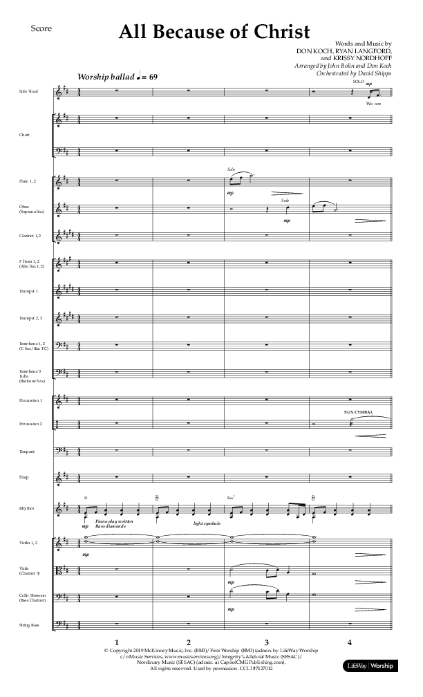 All Because Of Christ (Choral Anthem SATB) Orchestration (Lifeway Choral / Arr. John Bolin / Arr. Don Koch)