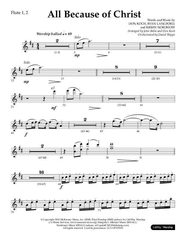 All Because Of Christ (Choral Anthem SATB) Flute 1/2 (Lifeway Choral / Arr. John Bolin / Arr. Don Koch)