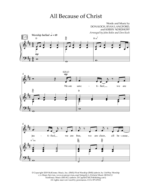 All Because Of Christ (Choral Anthem SATB) Anthem (SATB/Piano) (Lifeway Choral / Arr. John Bolin / Arr. Don Koch)