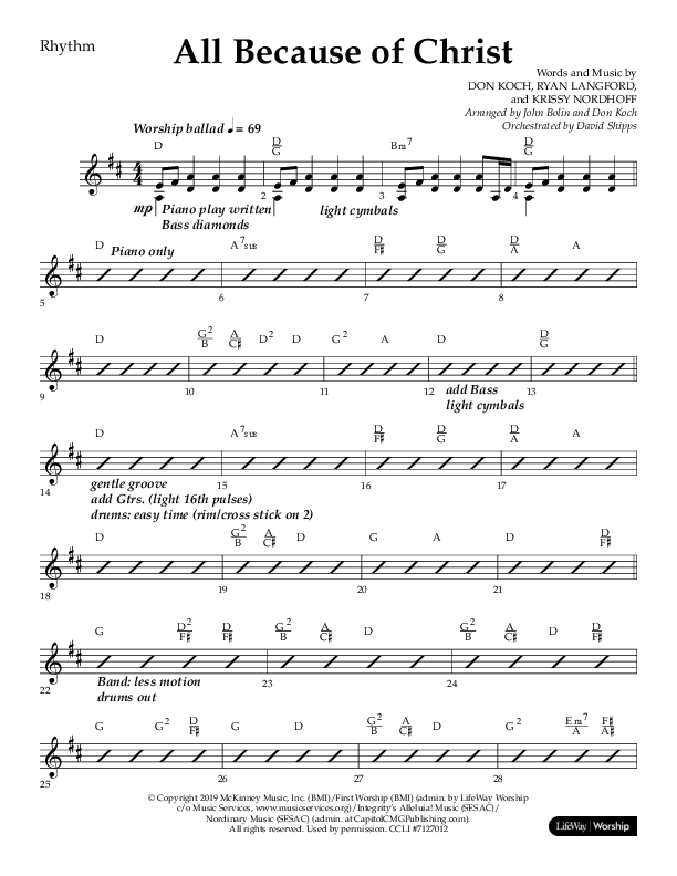 All Because Of Christ (Choral Anthem SATB) Lead Melody & Rhythm (Lifeway Choral / Arr. John Bolin / Arr. Don Koch)
