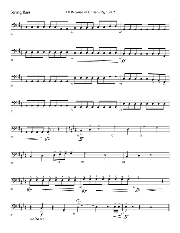 All Because Of Christ (Choral Anthem SATB) String Bass (Lifeway Choral / Arr. John Bolin / Arr. Don Koch)