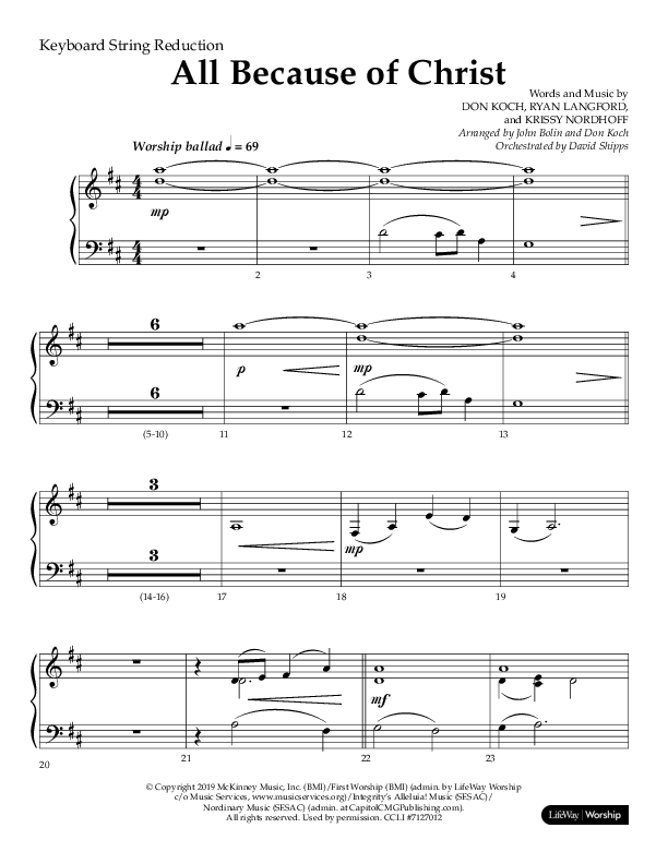 All Because Of Christ (Choral Anthem SATB) String Reduction (Lifeway Choral / Arr. John Bolin / Arr. Don Koch)