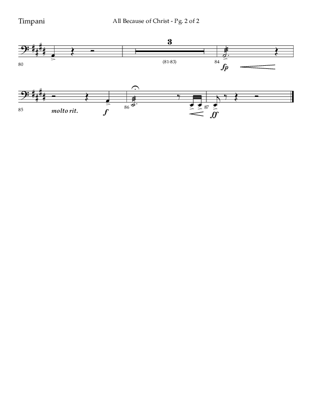 All Because Of Christ (Choral Anthem SATB) Timpani (Lifeway Choral / Arr. John Bolin / Arr. Don Koch)
