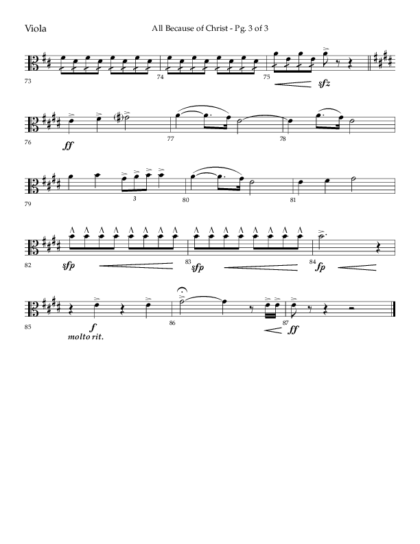 All Because Of Christ (Choral Anthem SATB) Viola (Lifeway Choral / Arr. John Bolin / Arr. Don Koch)