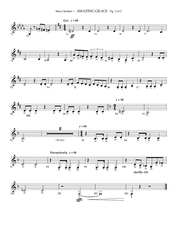 Amazing Grace (Choral Anthem SATB) Bass Clarinet (Lifeway Choral / Arr. Phillip Keveren)